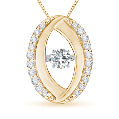 3.1mm GVS2 Rocking Diamond Pendant with Diamond Oval Frame in Yellow Gold