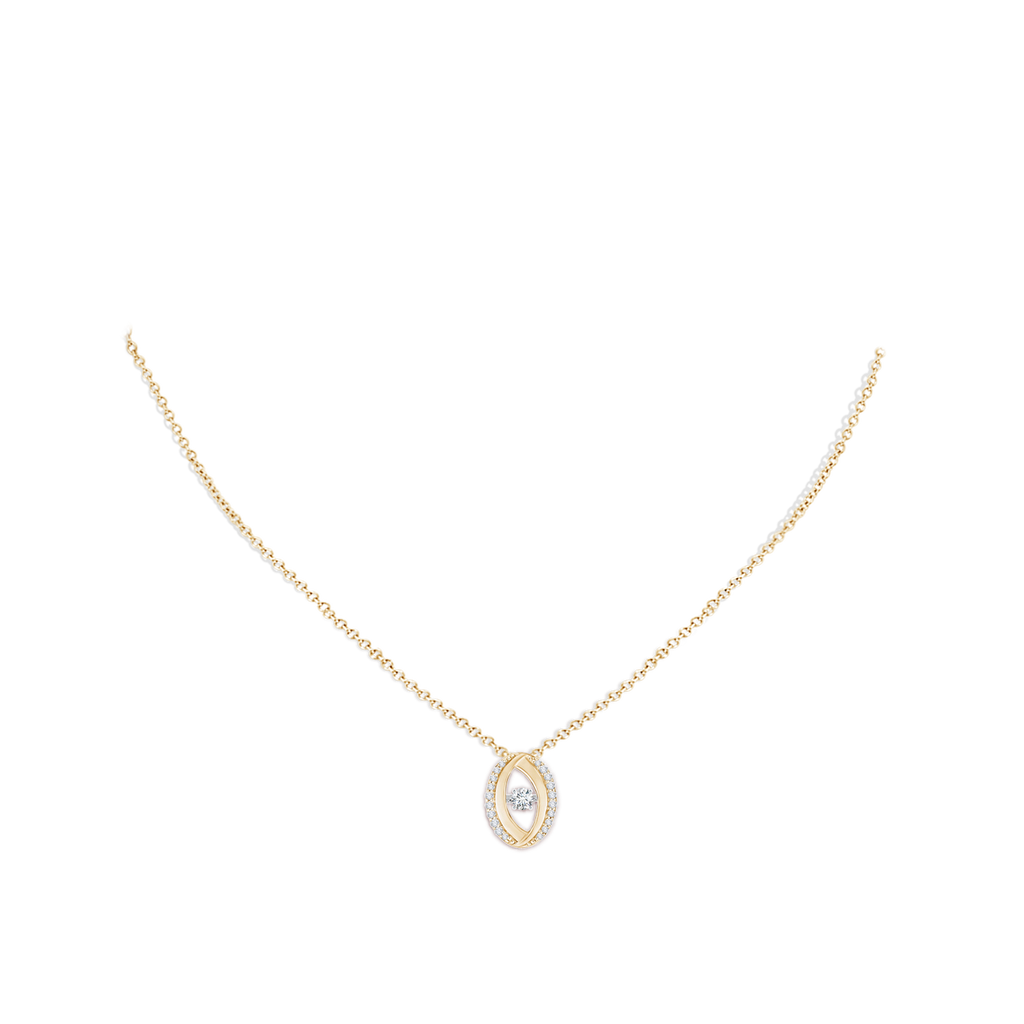 3.1mm GVS2 Rocking Diamond Pendant with Diamond Oval Frame in Yellow Gold Body-Neck