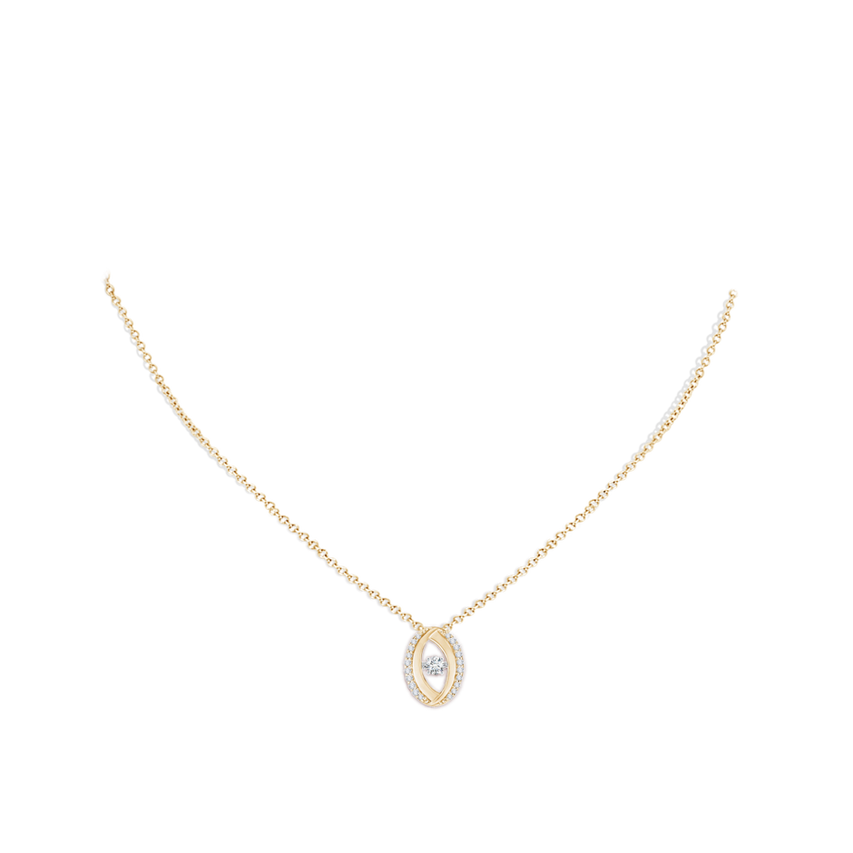 3.1mm GVS2 Rocking Diamond Pendant with Diamond Oval Frame in Yellow Gold body-neck