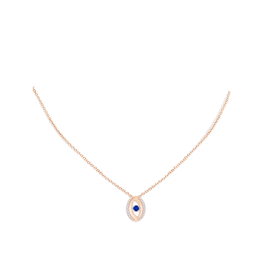 3.1mm AAAA Dancing Sapphire Pendant with Diamond Oval Frame in Rose Gold Body-Neck