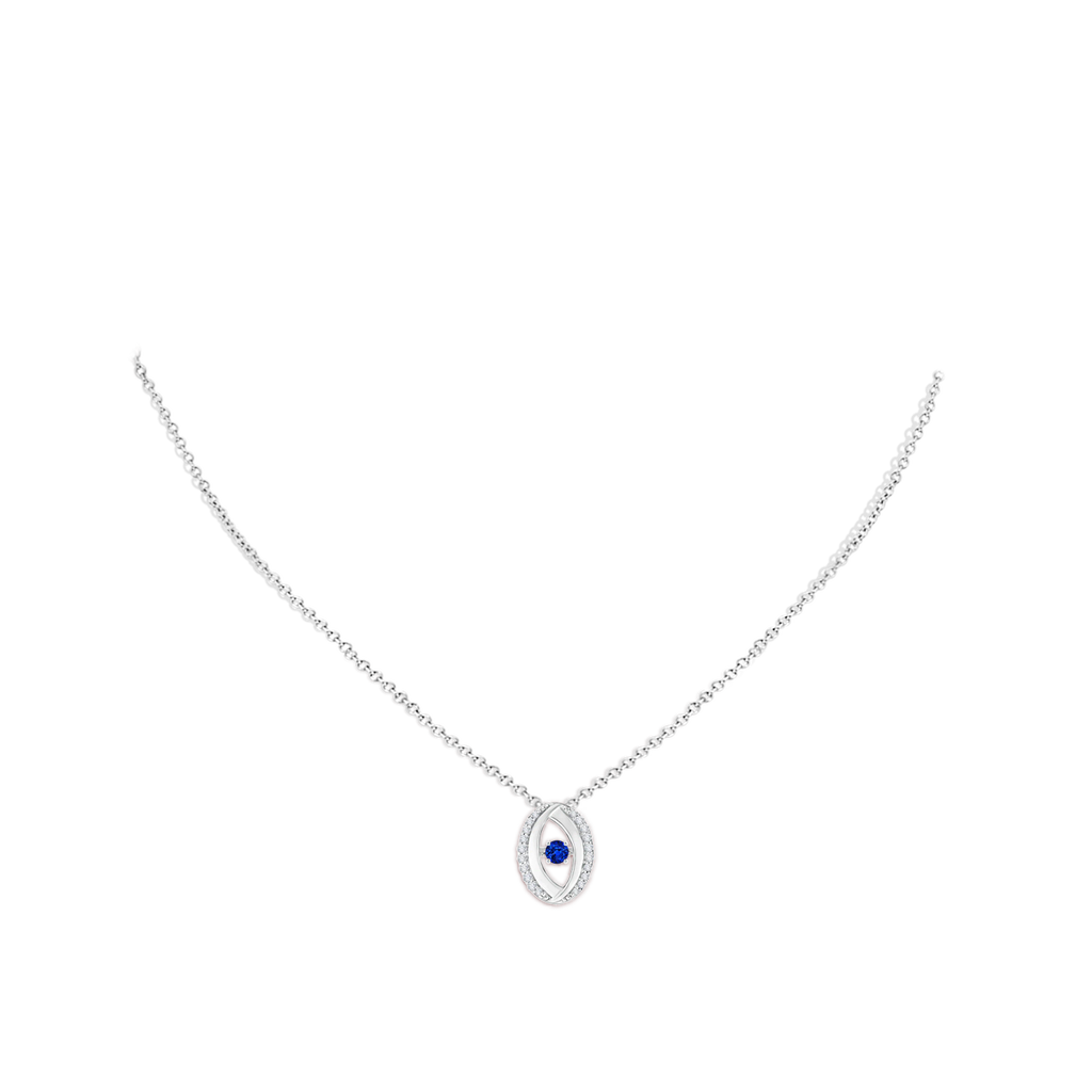 3.1mm AAAA Dancing Sapphire Pendant with Diamond Oval Frame in White Gold Body-Neck