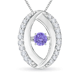3.1mm AAAA Dancing Tanzanite Pendant with Diamond Oval Frame in White Gold