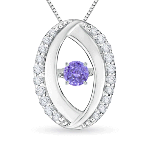 3.1mm AAAA Dancing Tanzanite Pendant with Diamond Oval Frame in White Gold 