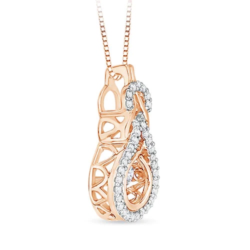 3mm GVS2 Rocking Diamond Infinity Knot Pendant with Diamonds in Rose Gold - side_1