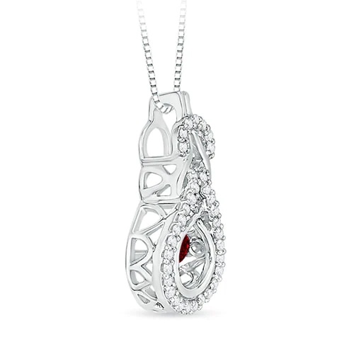 3mm AAAA Dancing Ruby Infinity Knot Pendant with Diamonds in White Gold Side-1