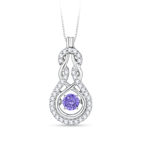 3mm AAAA Dancing Tanzanite Infinity Knot Pendant with Diamonds in White Gold