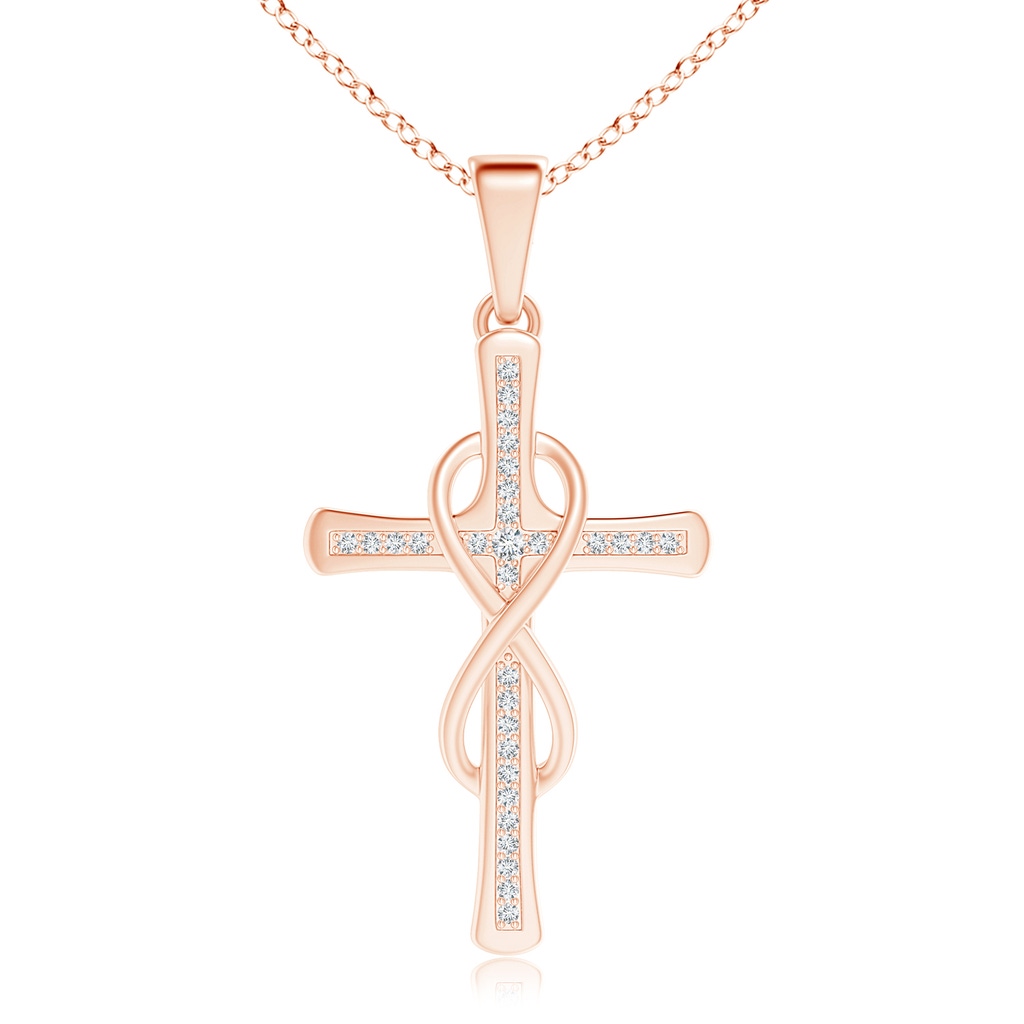 1.25mm GVS2 Pave-Set Diamond Infinity Cross Dangle Pendant in Rose Gold