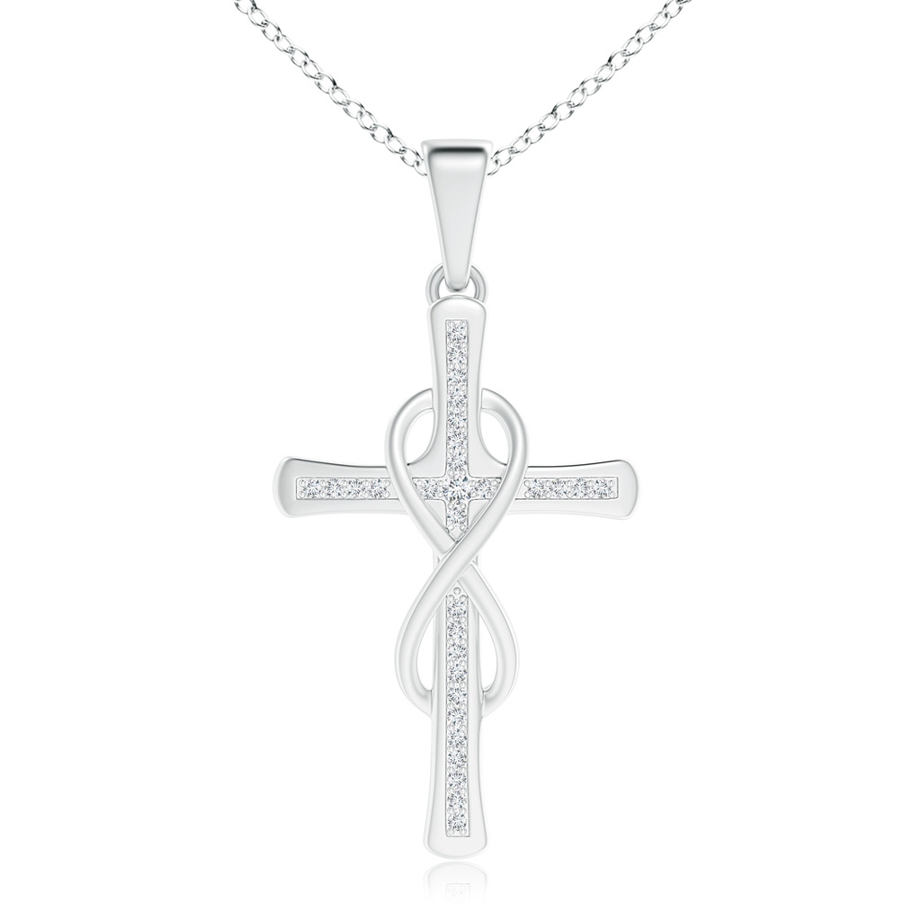 1.25mm GVS2 Pave-Set Diamond Infinity Cross Dangle Pendant in White Gold