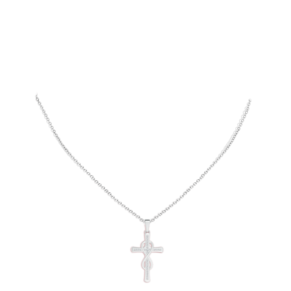 1.25mm GVS2 Pave-Set Diamond Infinity Cross Dangle Pendant in White Gold body-neck