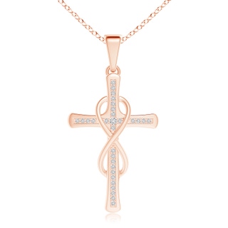 1.25mm HSI2 Pave-Set Diamond Infinity Cross Dangle Pendant in Rose Gold