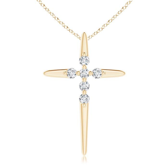 1.55mm GVS2 Floating Diamond Cross Pendant in Yellow Gold 