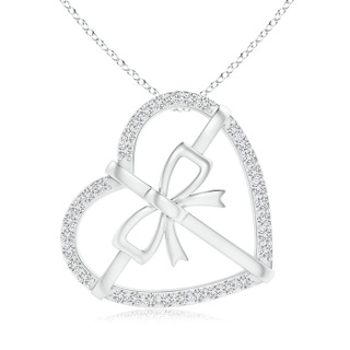 0.9mm HSI2 Tilted Diamond Bow Tie Heart Pendant in White Gold