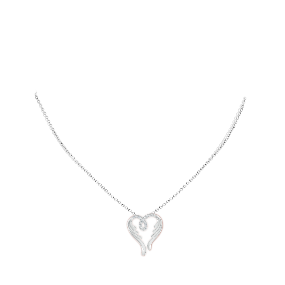 1.2mm GVS2 Diamond Angel Heart Pendant in P950 Platinum body-neck