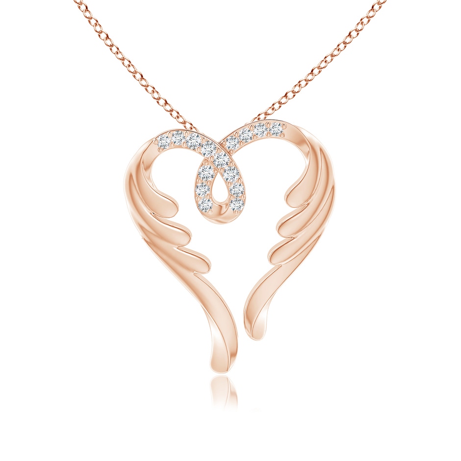 1.2mm GVS2 Diamond Angel Heart Pendant in Rose Gold 