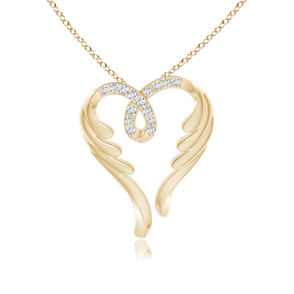 1.2mm GVS2 Diamond Angel Heart Pendant in Yellow Gold 