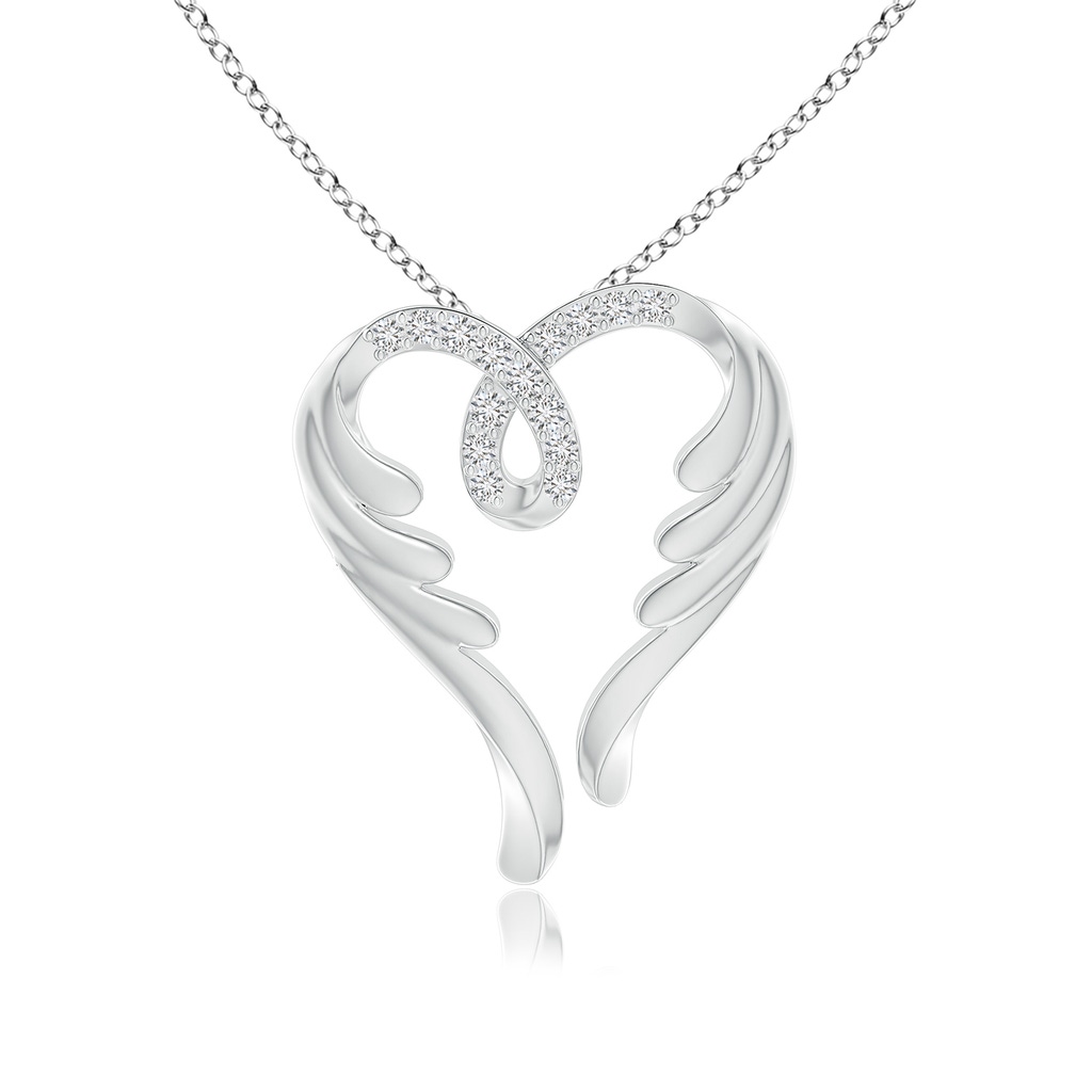 1.2mm HSI2 Diamond Angel Heart Pendant in White Gold