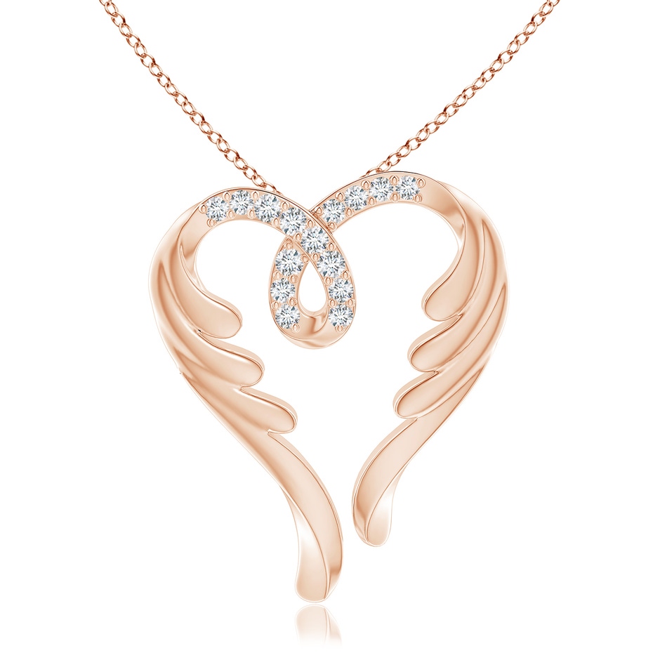 1.5mm GVS2 Diamond Angel Heart Pendant in Rose Gold 