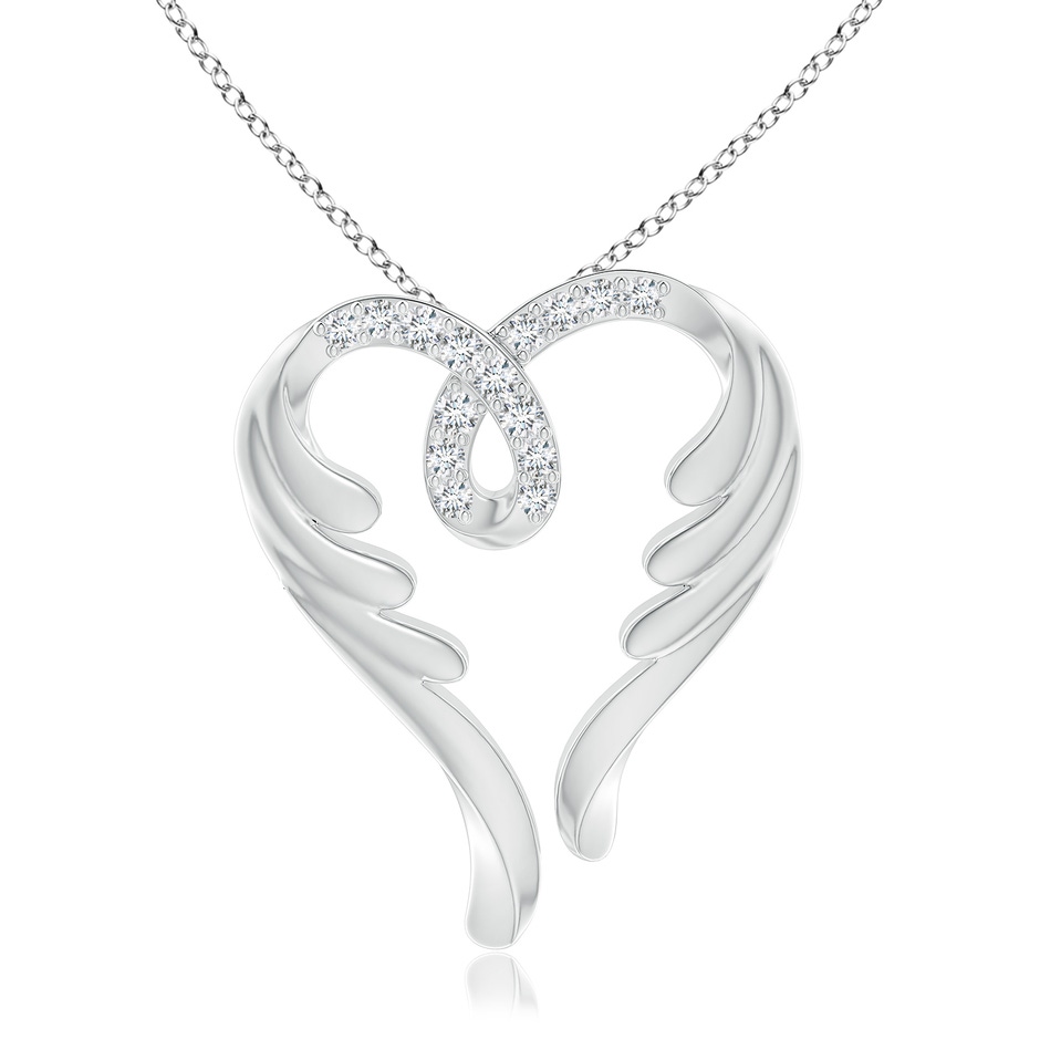 1.5mm GVS2 Diamond Angel Heart Pendant in White Gold 