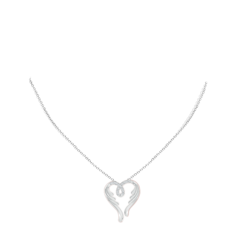 ☆Angle    Heart☆ Diamond Angel Heart Necklace Sterling Silver 17.25&quot