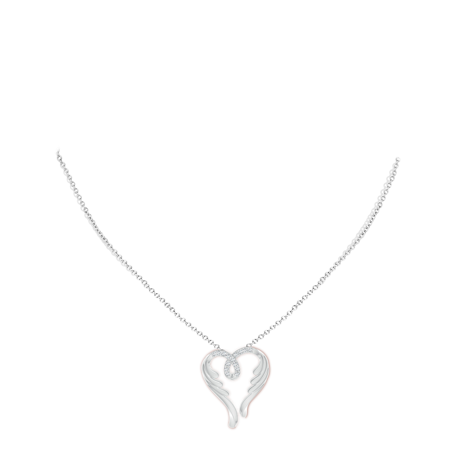 1.5mm GVS2 Diamond Angel Heart Pendant in White Gold body-neck