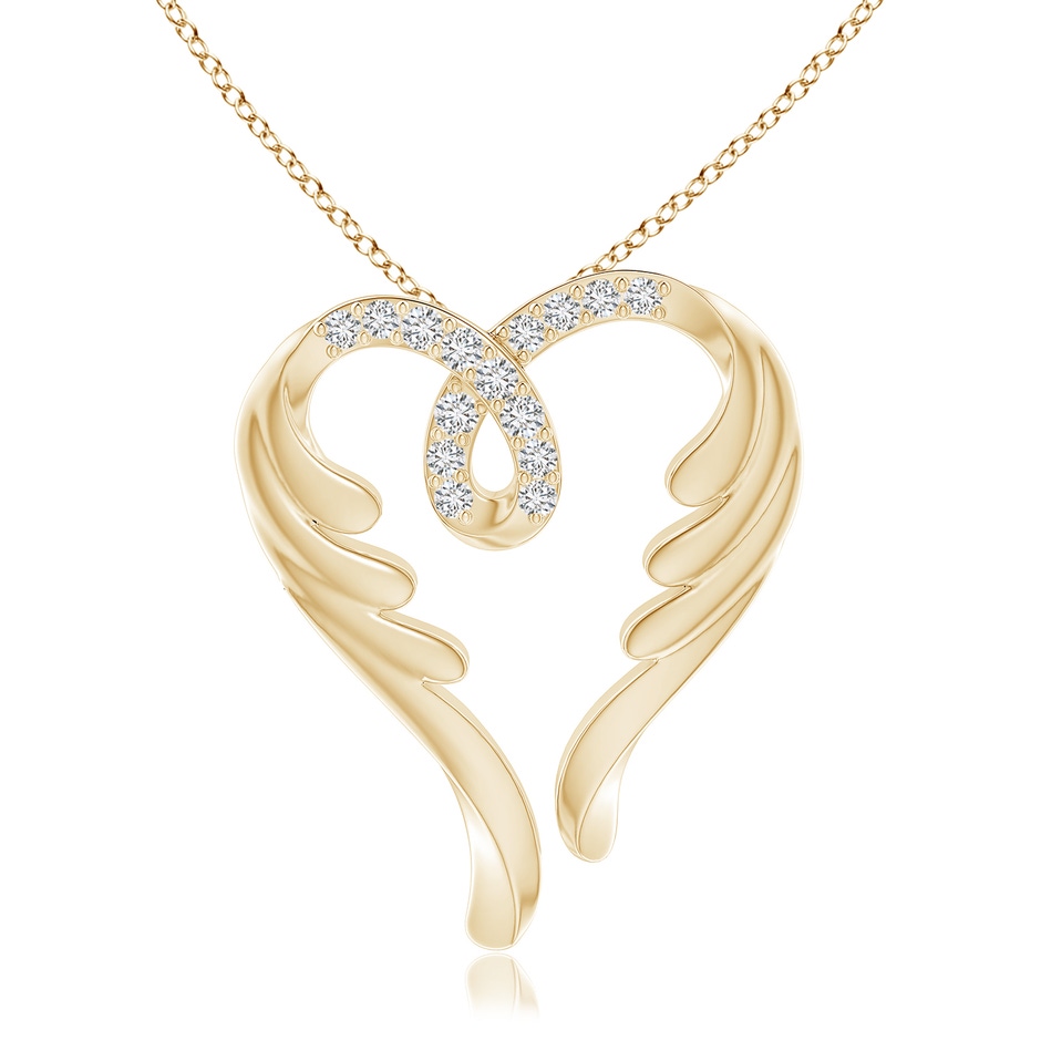 1.5mm HSI2 Diamond Angel Heart Pendant in Yellow Gold 