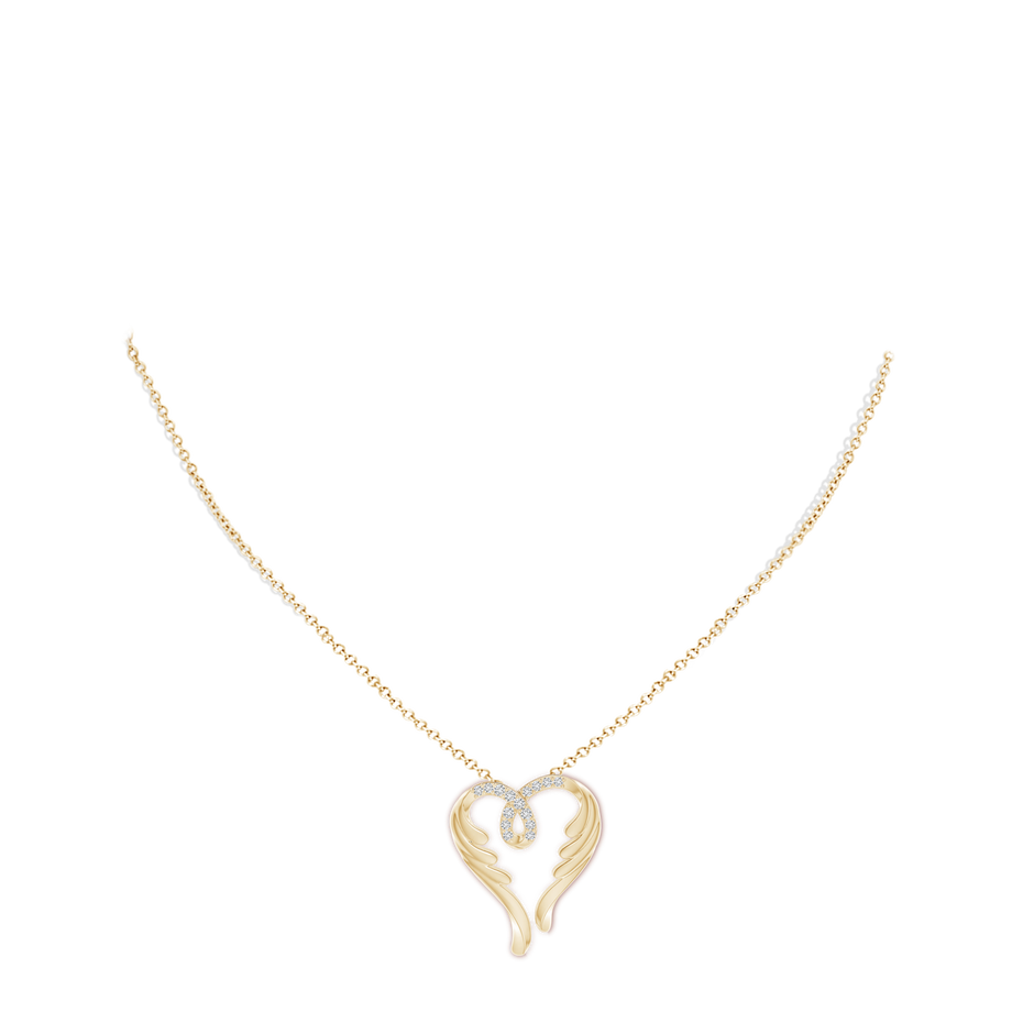 1.5mm HSI2 Diamond Angel Heart Pendant in Yellow Gold body-neck