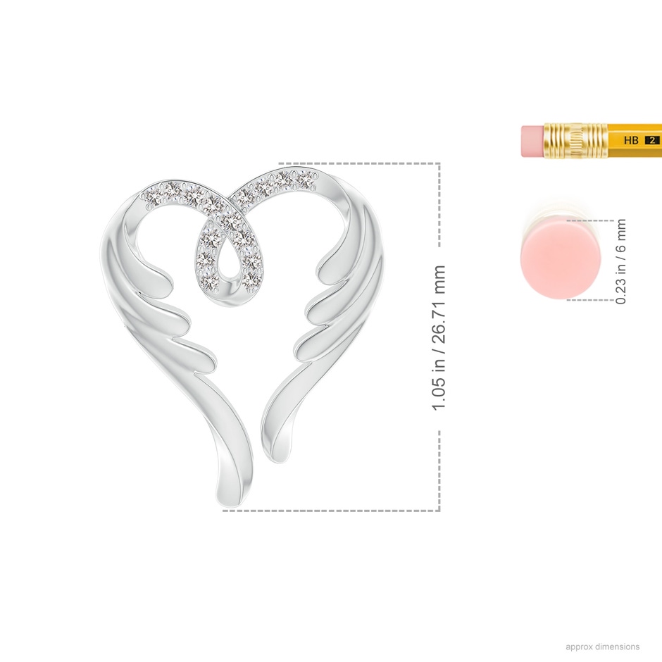 1.5mm IJI1I2 Diamond Angel Heart Pendant in P950 Platinum ruler