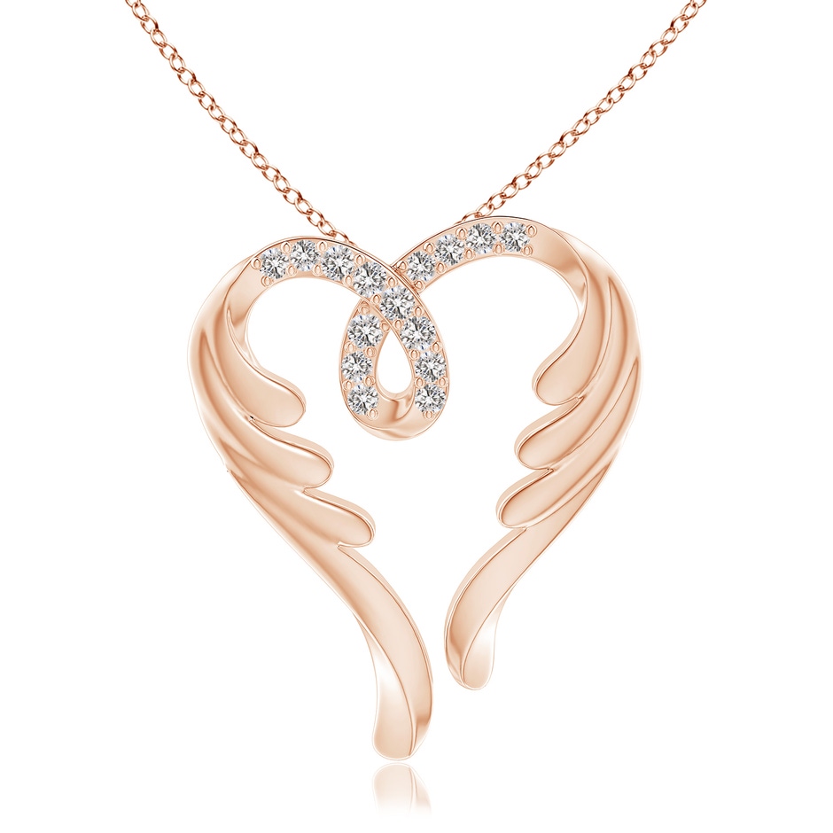 1.5mm IJI1I2 Diamond Angel Heart Pendant in Rose Gold 