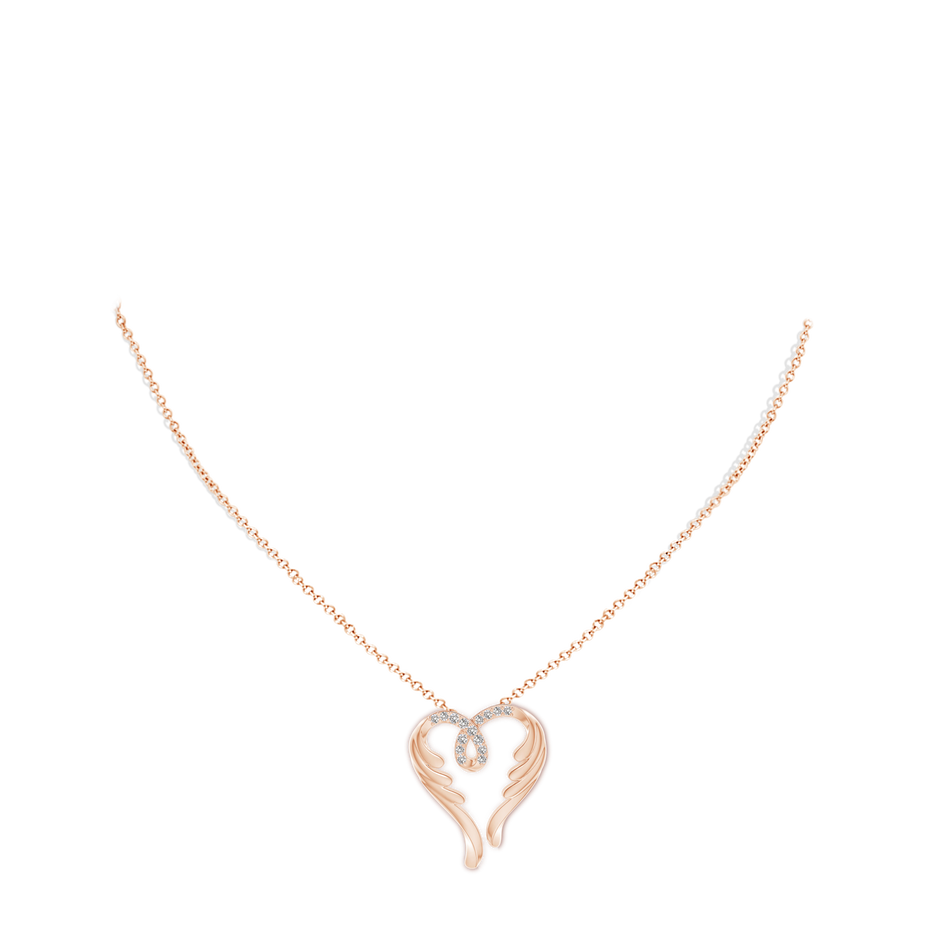 1.5mm IJI1I2 Diamond Angel Heart Pendant in Rose Gold body-neck