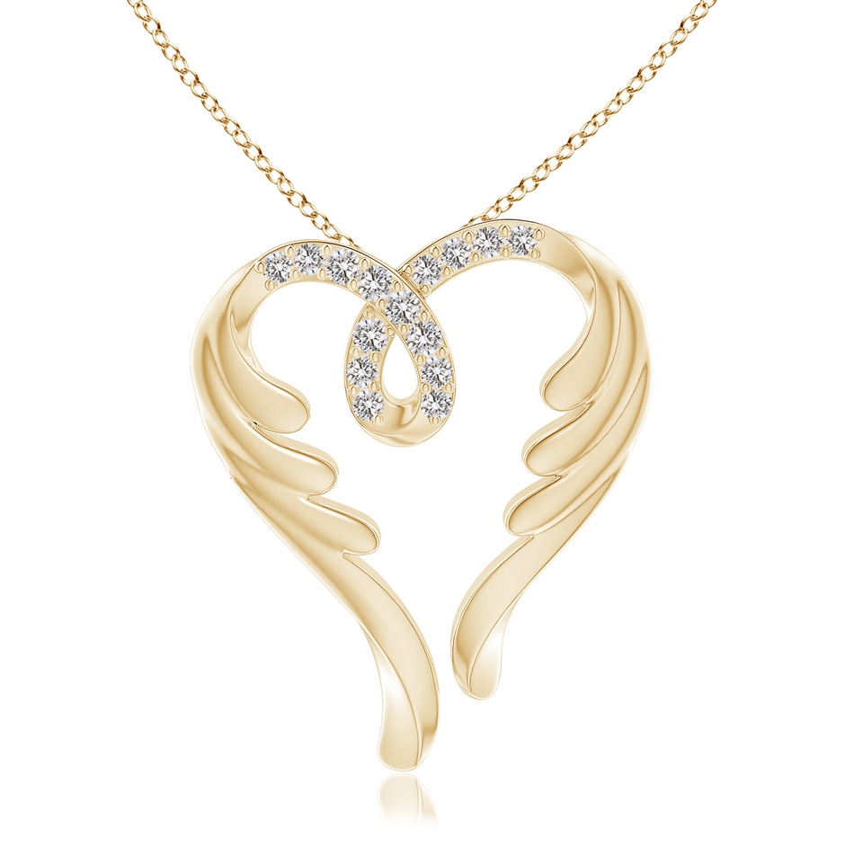 1.5mm IJI1I2 Diamond Angel Heart Pendant in Yellow Gold 