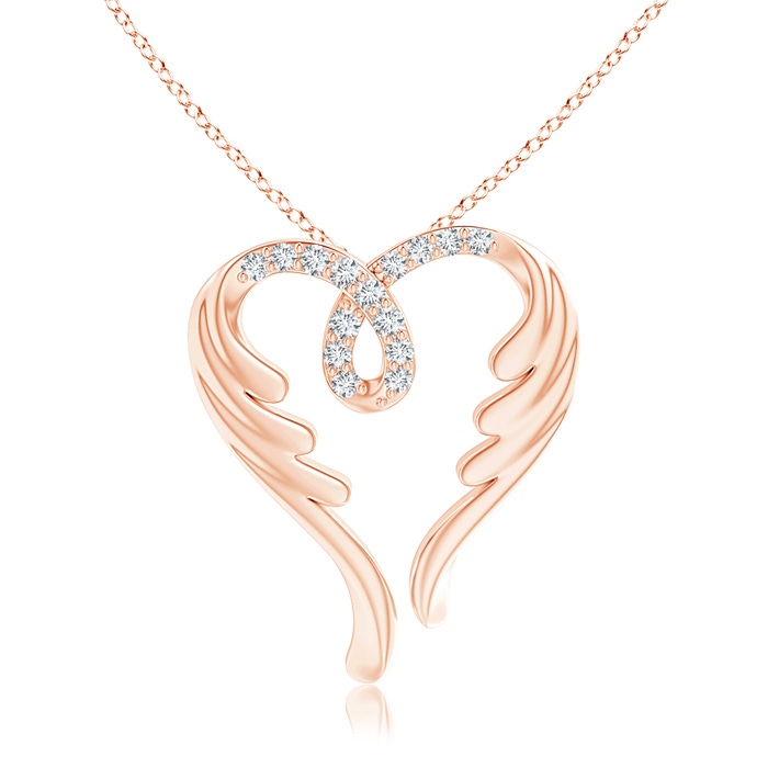 1mm GVS2 Diamond Angel Heart Pendant in 9K Rose Gold 