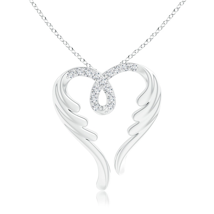 1mm GVS2 Diamond Angel Heart Pendant in 9K White Gold 