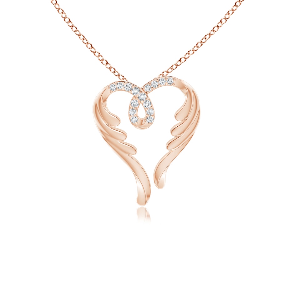 1mm GVS2 Diamond Angel Heart Pendant in Rose Gold 