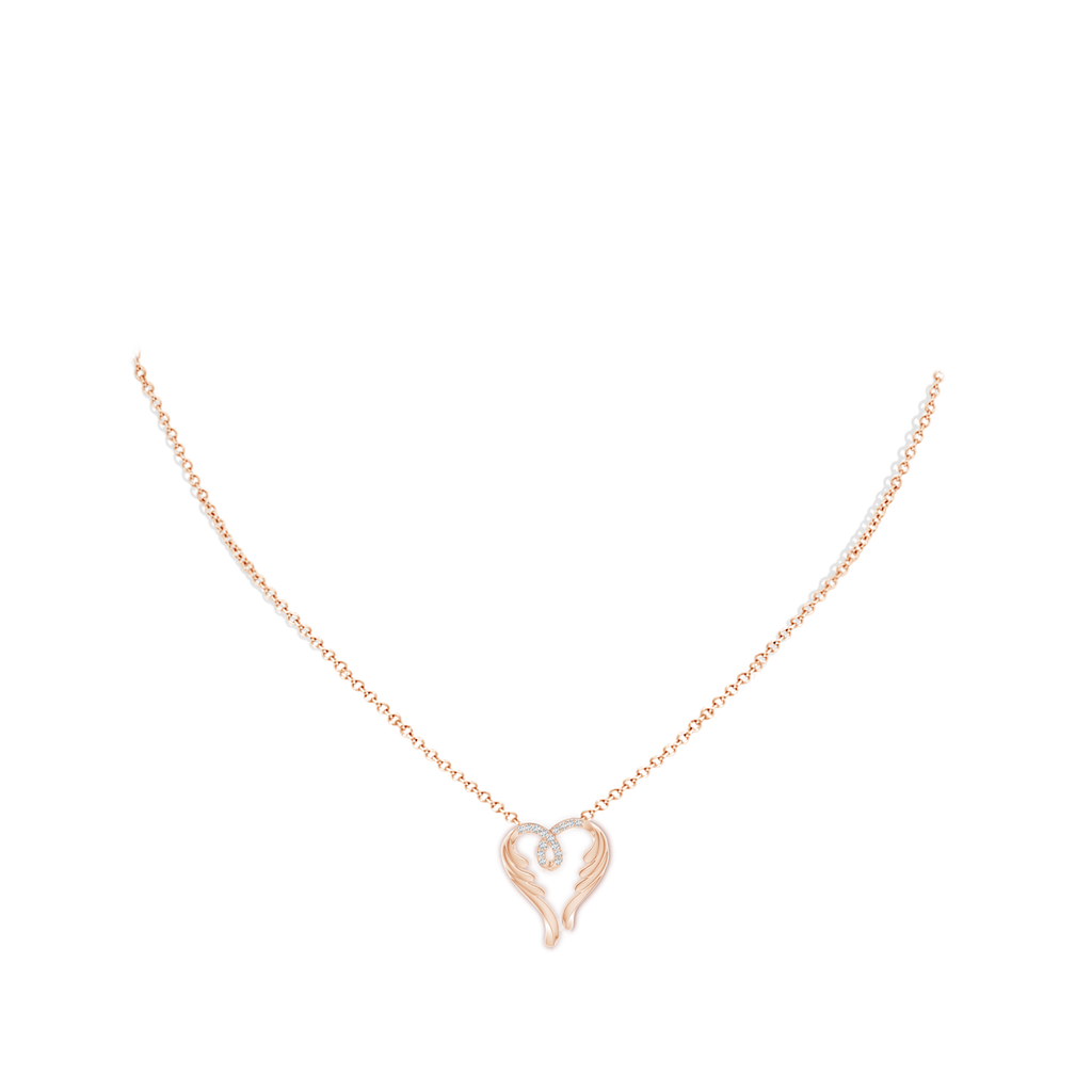 1mm GVS2 Diamond Angel Heart Pendant in Rose Gold Body-Neck