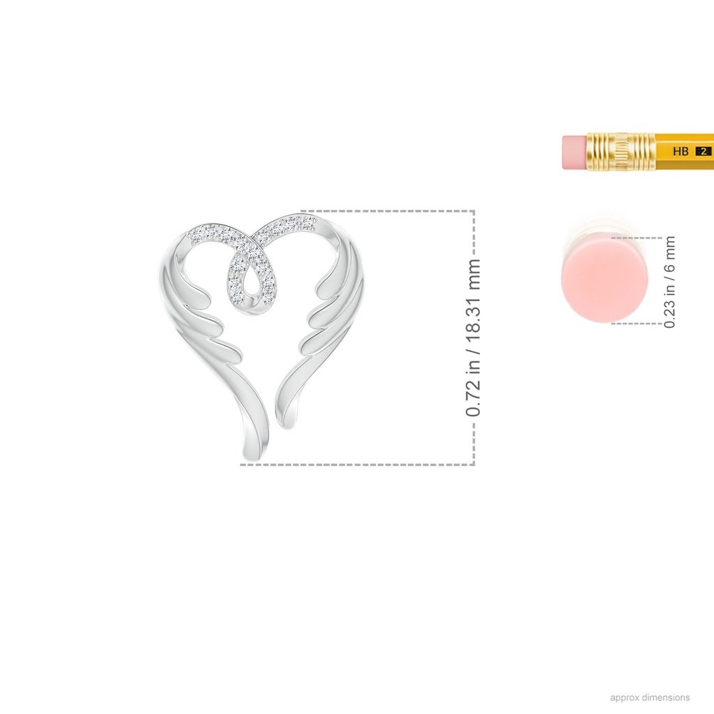 1mm GVS2 Diamond Angel Heart Pendant in White Gold Ruler