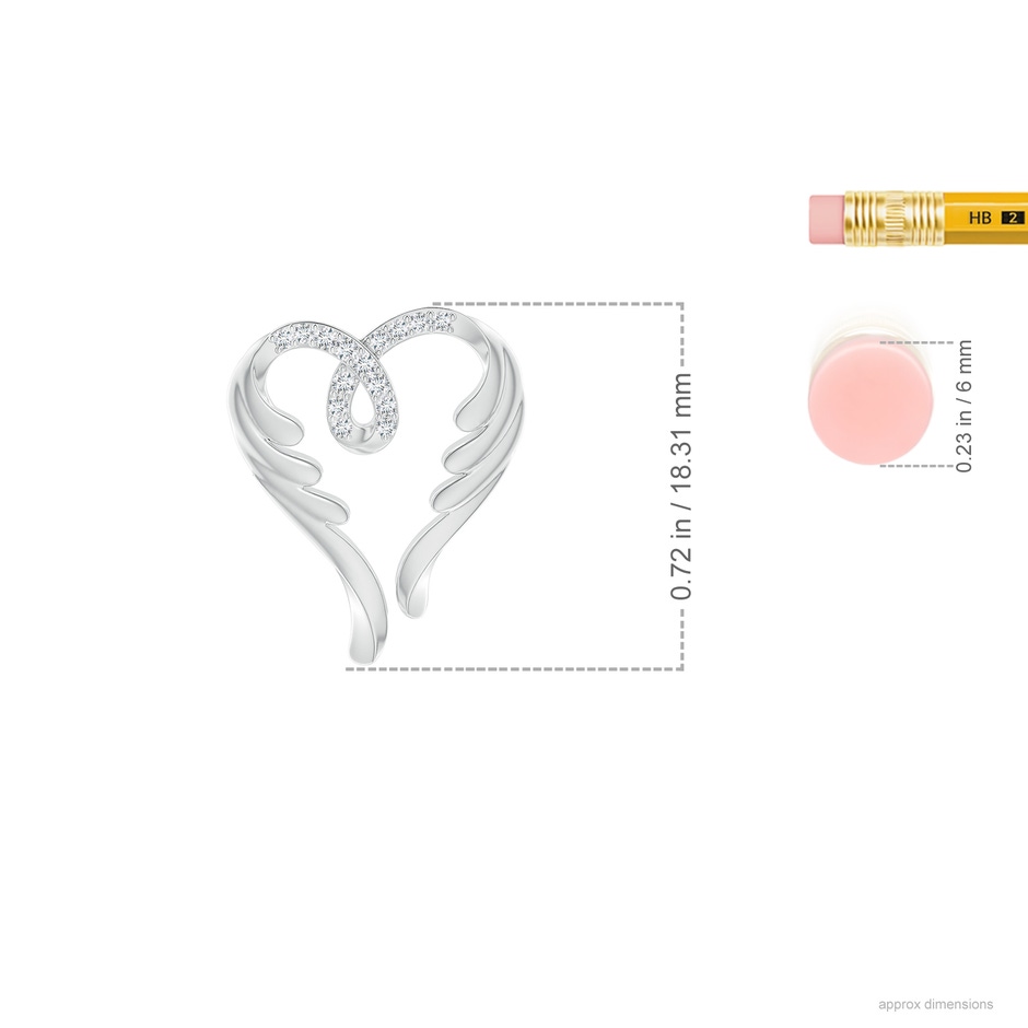 1mm GVS2 Diamond Angel Heart Pendant in White Gold ruler