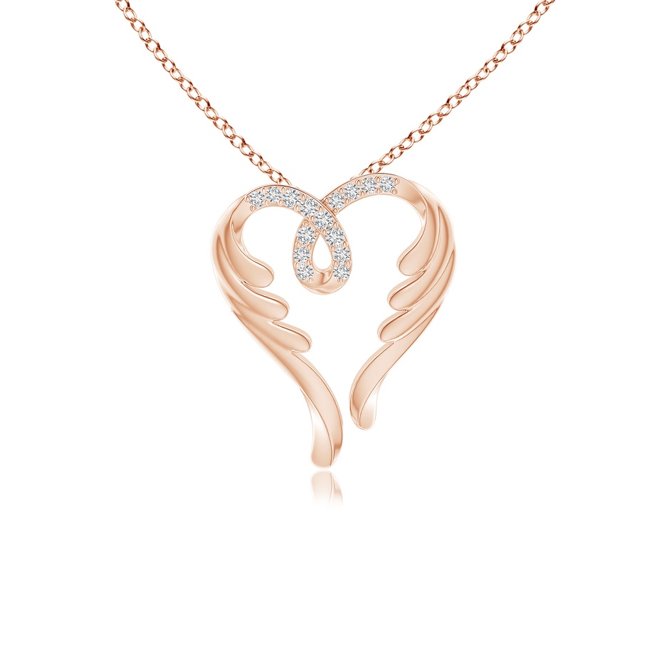 1mm HSI2 Diamond Angel Heart Pendant in Rose Gold 