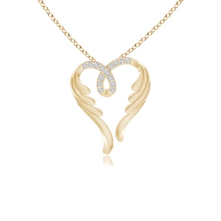 1mm HSI2 Diamond Angel Heart Pendant in Yellow Gold