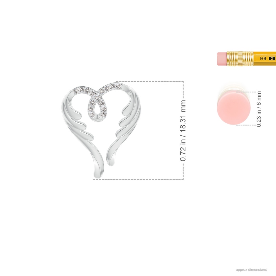 1mm IJI1I2 Diamond Angel Heart Pendant in White Gold ruler
