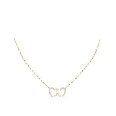 ブリリアント ハート(S) Interlocking Diamond Twin Heart Necklace