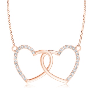 0.9mm GVS2 Interlocking Diamond Twin Heart Necklace in Rose Gold