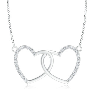 0.9mm GVS2 Interlocking Diamond Twin Heart Necklace in White Gold