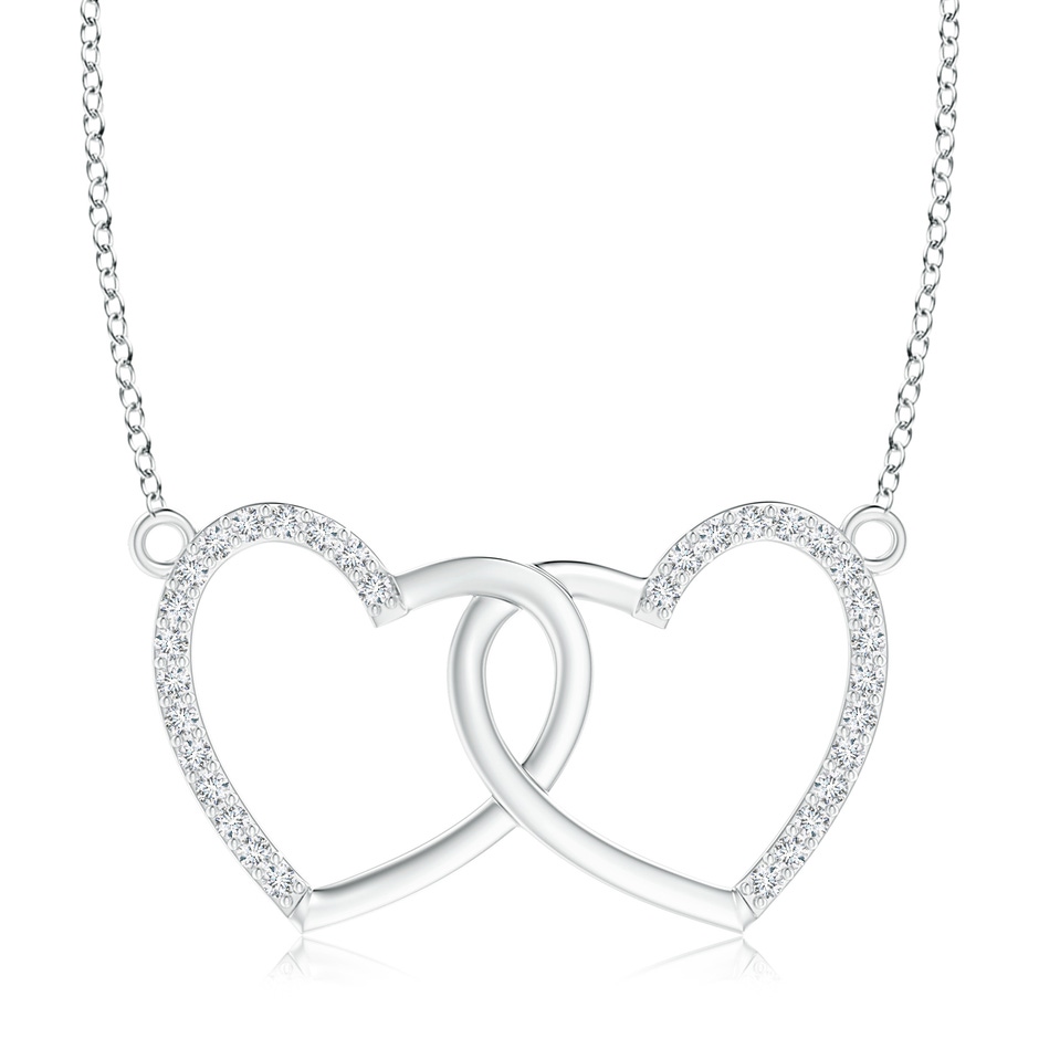 0.9mm GVS2 Interlocking Diamond Twin Heart Necklace in White Gold 