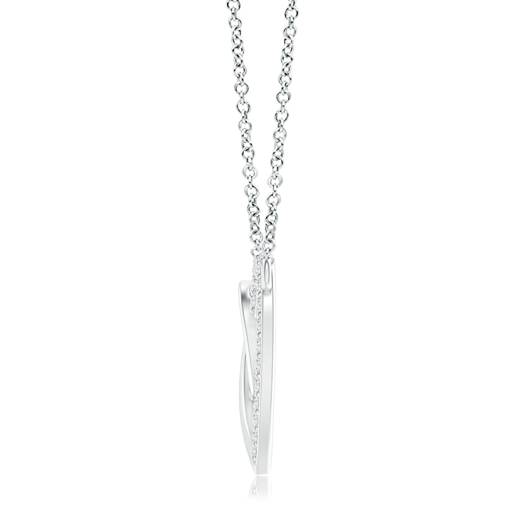 0.9mm GVS2 Interlocking Diamond Twin Heart Necklace in White Gold - side 199