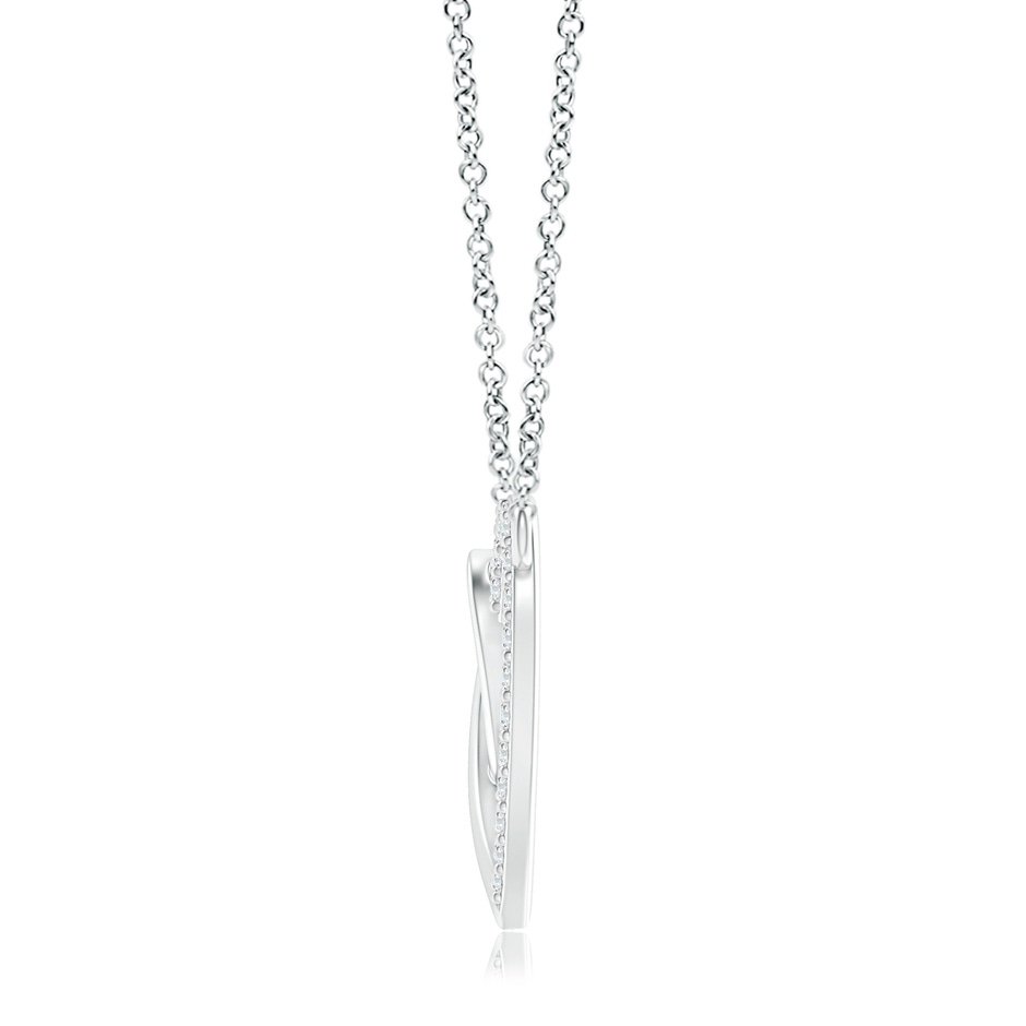 0.9mm GVS2 Interlocking Diamond Twin Heart Necklace in White Gold side 199