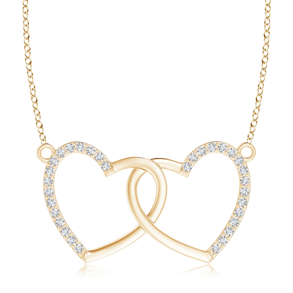 0.9mm GVS2 Interlocking Diamond Twin Heart Necklace in Yellow Gold 