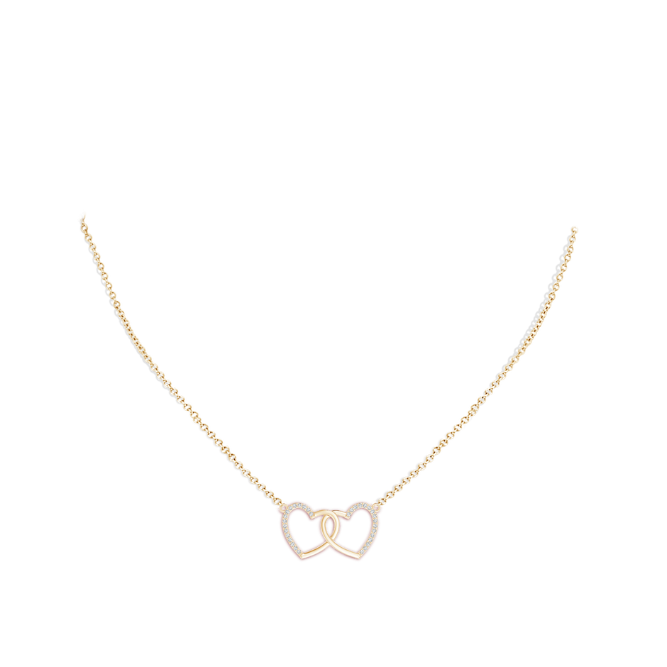 0.9mm GVS2 Interlocking Diamond Twin Heart Necklace in Yellow Gold Body-Neck