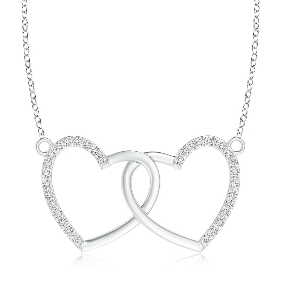 0.9mm HSI2 Interlocking Diamond Twin Heart Necklace in 18K White Gold 