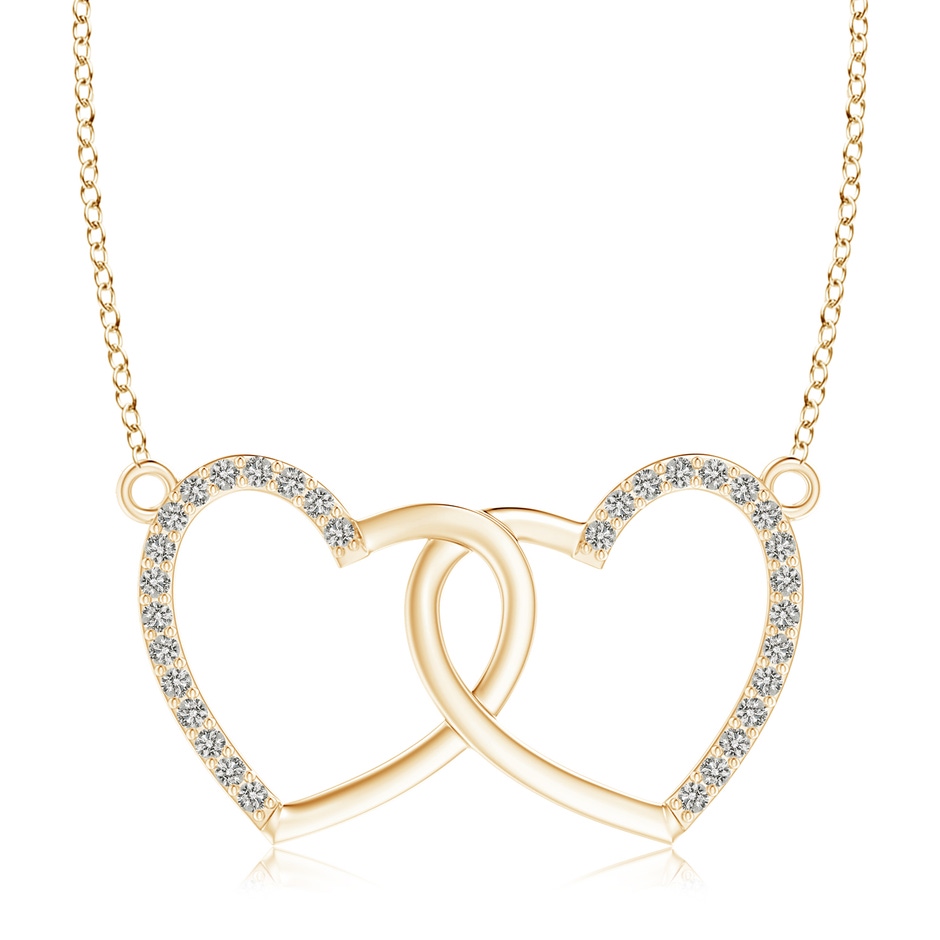0.9mm KI3 Interlocking Diamond Twin Heart Necklace in 9K Yellow Gold 