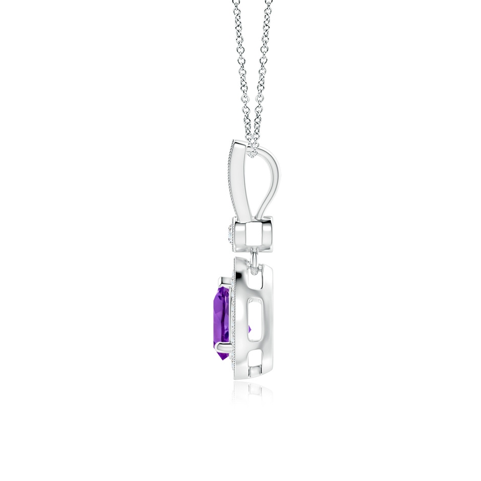 7x5mm AAA Pear-Shaped Amethyst and pave Diamond Halo Pendant in White Gold side-1